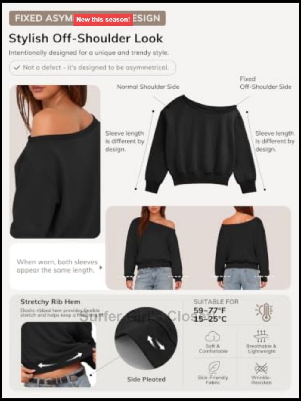 Off Shoulder Sweatshirt Crop Top Long Sleeve Y2K Streetwear French Terry - Picture 3 of 6